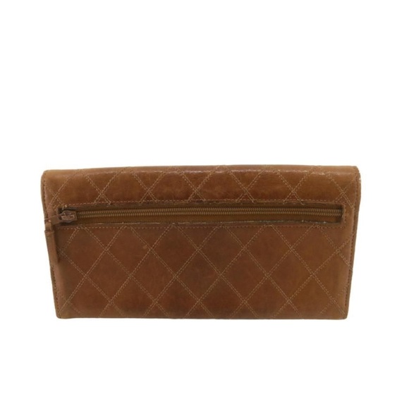 CHANEL Brown Leather Matelasse Long Wallet on Chain Envelope Gold CC - Picture 8 of 14